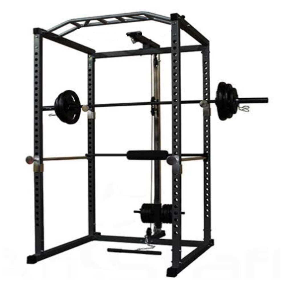 Alloy Steel Power Rack with Lat Pulldown, Multi-Function Adjustable Power Cage