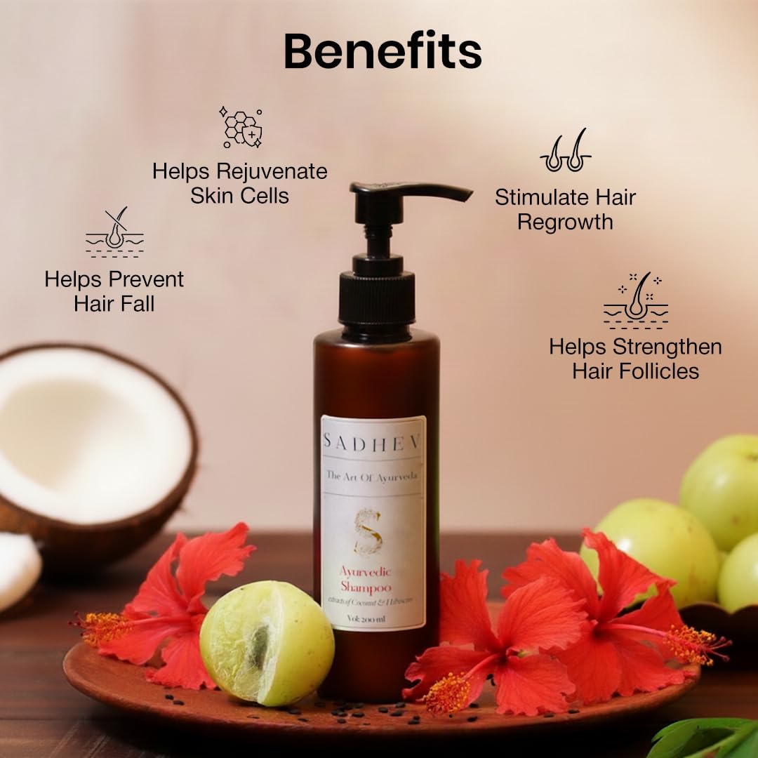 Organic Natural Hair Shampoo with Coconut and Hibiscus for Hair Fall Control