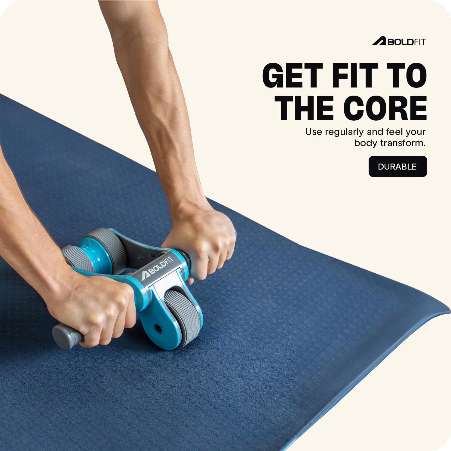 Mirafit CoreMax Pro Ab Roller Wheel with Knee Mat – Heavy-Duty Abs & Core Strength Trainer for Men & Women (Blue)