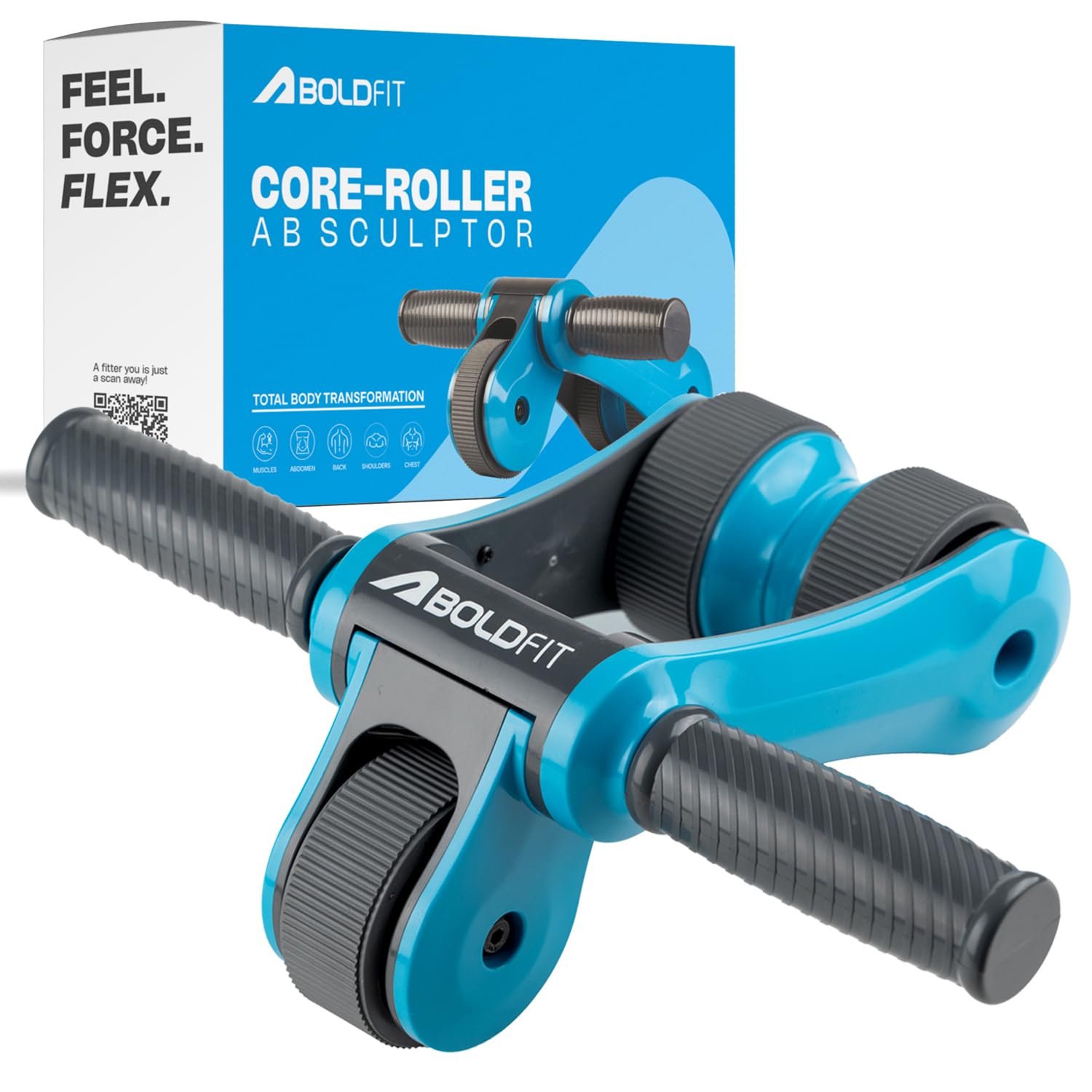 Mirafit CoreMax Pro Ab Roller Wheel with Knee Mat – Heavy-Duty Abs & Core Strength Trainer for Men & Women (Blue)