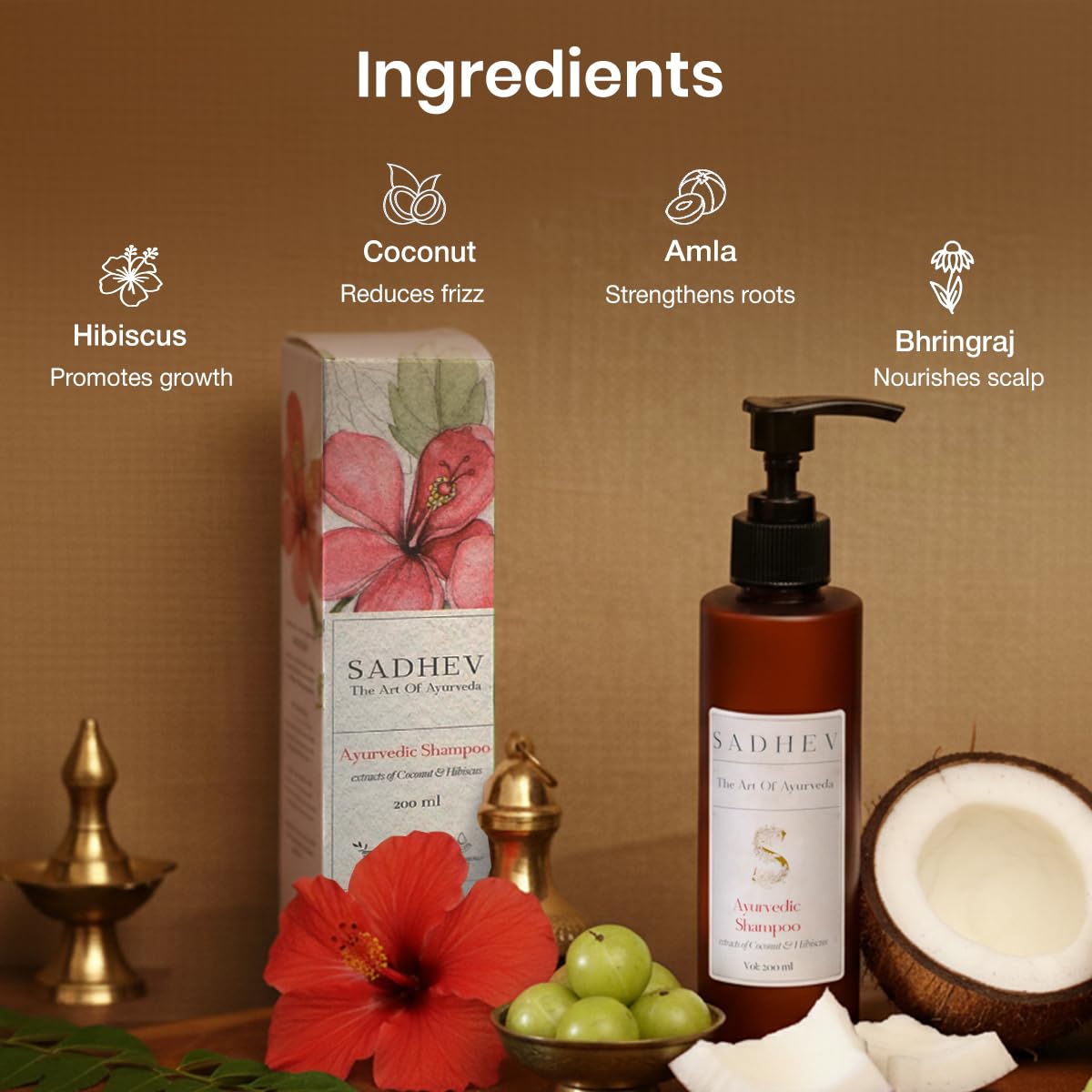 Sadhev Hibiscus Organic Natural Hair Shampoo with Coconut and Hibiscus for Hair Fall Control